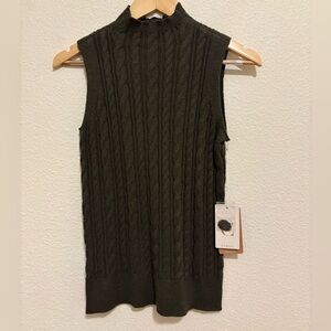Cyrus Dark Olive Cable Knit Vest